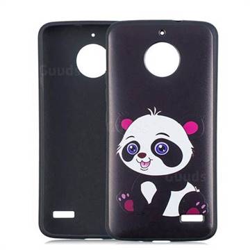 Cute Pink Panda 3D Embossed Relief Black Soft Phone Back Cover for Motorola Moto E4(Europe)