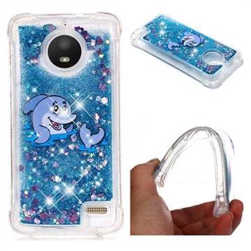 Happy Dolphin Dynamic Liquid Glitter Sand Quicksand Star TPU Case for Motorola Moto E4(Europe)