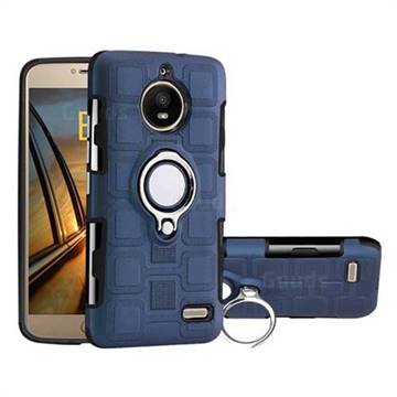 Ice Cube Shockproof PC + Silicon Invisible Ring Holder Phone Case for Motorola Moto E4(Europe) - Royal Blue