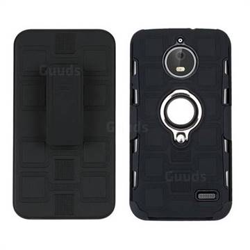 3 in 1 PC + Silicone Leather Phone Case for Motorola Moto E4(Europe) - Black