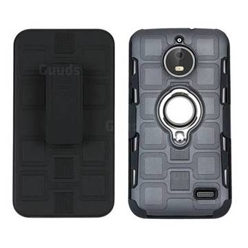 3 in 1 PC + Silicone Leather Phone Case for Motorola Moto E4(Europe) - Gray