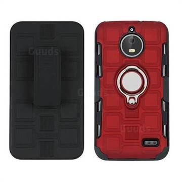 3 in 1 PC + Silicone Leather Phone Case for Motorola Moto E4(Europe) - Red