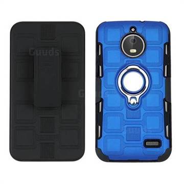 3 in 1 PC + Silicone Leather Phone Case for Motorola Moto E4(Europe) - Dark Blue