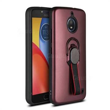 Raytheon Multi-function Ribbon Stand Back Cover for Motorola Moto E4(Europe) - Wine Red