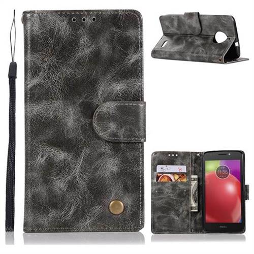 Luxury Retro Leather Wallet Case for Motorola Moto E4(Europe) - Gray