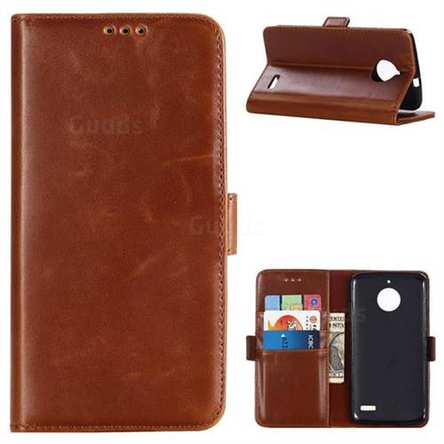 Luxury Crazy Horse PU Leather Wallet Case for Motorola Moto E4(Europe) - Brown