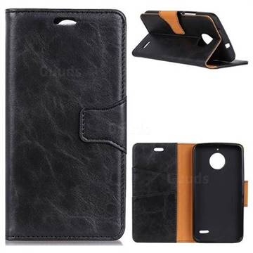 MURREN Luxury Crazy Horse PU Leather Wallet Phone Case for Motorola Moto E4(Europe) - Black
