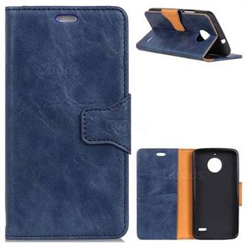 MURREN Luxury Crazy Horse PU Leather Wallet Phone Case for Motorola Moto E4(Europe) - Blue