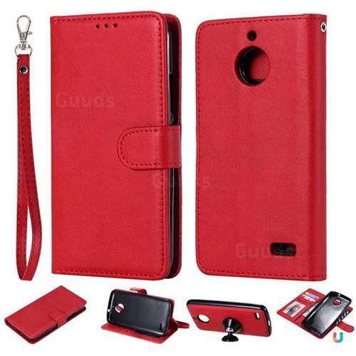 Retro Greek Detachable Magnetic PU Leather Wallet Phone Case for Motorola Moto E4(Europe) - Red