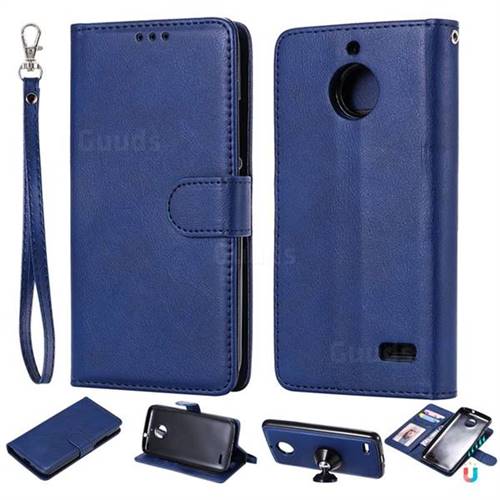 Retro Greek Detachable Magnetic PU Leather Wallet Phone Case for Motorola Moto E4(Europe) - Blue
