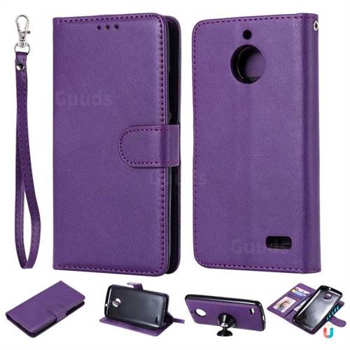 Retro Greek Detachable Magnetic PU Leather Wallet Phone Case for Motorola Moto E4(Europe) - Purple