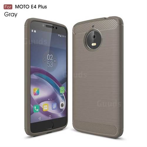 Luxury Carbon Fiber Brushed Wire Drawing Silicone TPU Back Cover for Motorola Moto E4 Plus (Gray)