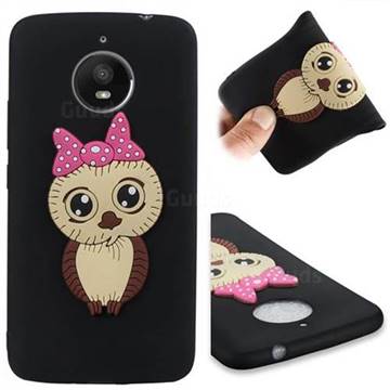 Bowknot Girl Owl Soft 3D Silicone Case for Motorola Moto E4 Plus(Europe) - Black