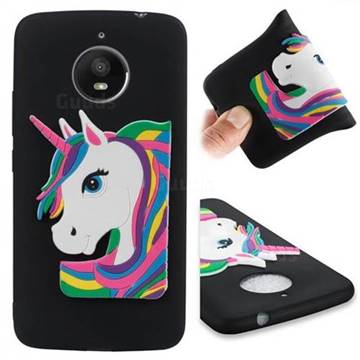 Rainbow Unicorn Soft 3D Silicone Case for Motorola Moto E4 Plus(Europe) - Black