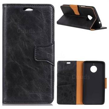 MURREN Luxury Crazy Horse PU Leather Wallet Phone Case for Motorola Moto E4 Plus(Europe) - Black