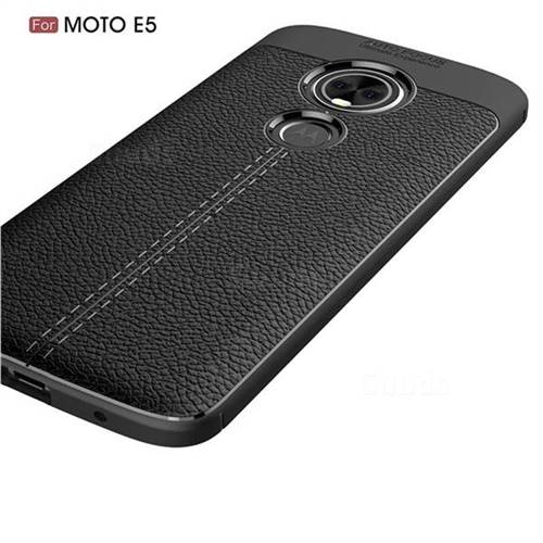 Luxury Auto Focus Litchi Texture Silicone Tpu Back Cover For Motorola Moto E Black Back