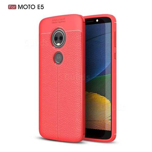Luxury Auto Focus Litchi Texture Silicone TPU Back Cover for Motorola Moto E5 - Red