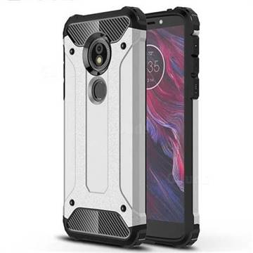 King Kong Armor Premium Shockproof Dual Layer Rugged Hard Cover for Motorola Moto E5 - Technology Silver