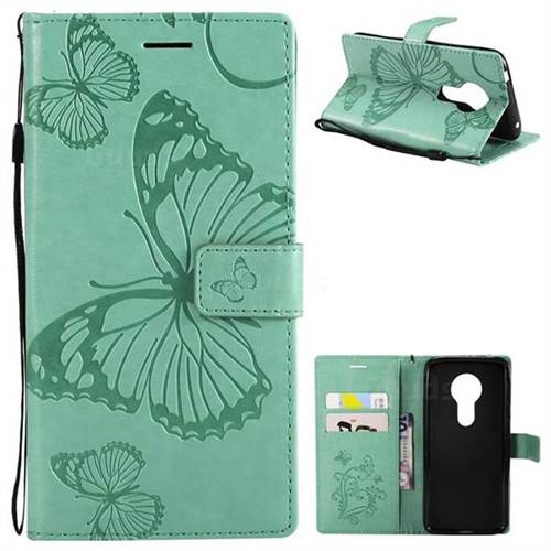Embossing 3D Butterfly Leather Wallet Case for Motorola Moto E5 - Green