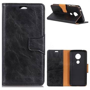 MURREN Luxury Crazy Horse PU Leather Wallet Phone Case for Motorola Moto E5 - Black