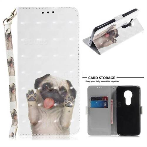 Pug Dog 3D Painted Leather Wallet Phone Case for Motorola Moto E5
