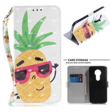 Pineapple Glasses 3D Painted Leather Wallet Phone Case for Motorola Moto E5