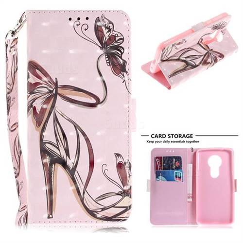 Butterfly High Heels 3D Painted Leather Wallet Phone Case for Motorola Moto E5