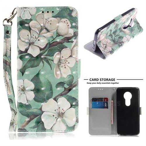 Watercolor Flower 3D Painted Leather Wallet Phone Case for Motorola Moto E5