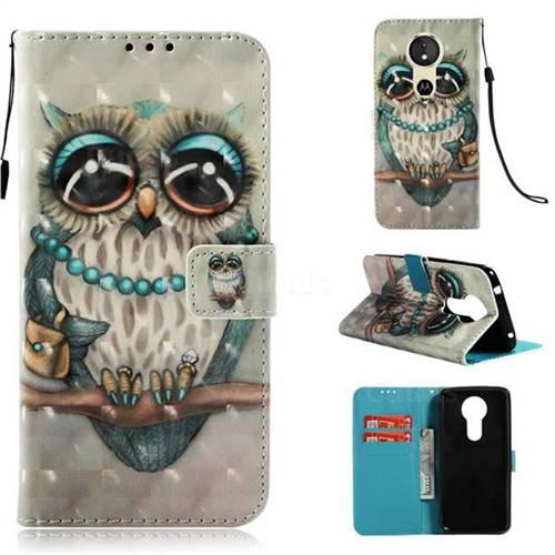 Sweet Gray Owl 3D Painted Leather Wallet Case for Motorola Moto E5
