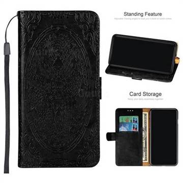 Intricate Embossing Dragon Totem Leather Wallet Case for Motorola Moto E5 - Black