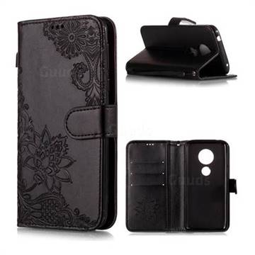 Intricate Embossing Lotus Mandala Flower Leather Wallet Case for Motorola Moto E5 - Black