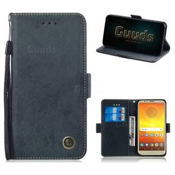 Retro Classic Leather Phone Wallet Case Cover for Motorola Moto E5 - Black