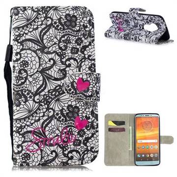 Lace Flower 3D Painted Leather Wallet Phone Case for Motorola Moto E5