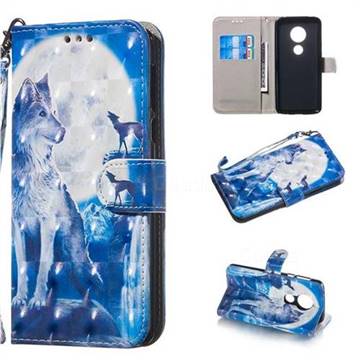 Ice Wolf 3D Painted Leather Wallet Phone Case for Motorola Moto E5