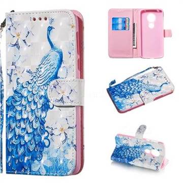 Blue Peacock 3D Painted Leather Wallet Phone Case for Motorola Moto E5