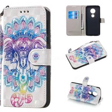 Colorful Elephant 3D Painted Leather Wallet Phone Case for Motorola Moto E5