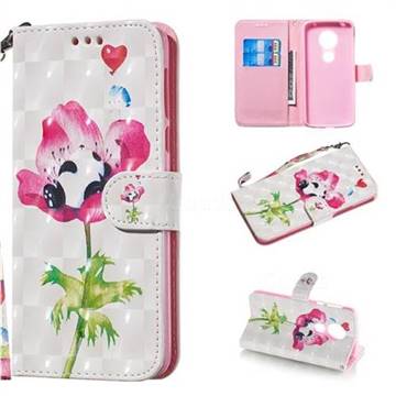 Flower Panda 3D Painted Leather Wallet Phone Case for Motorola Moto E5
