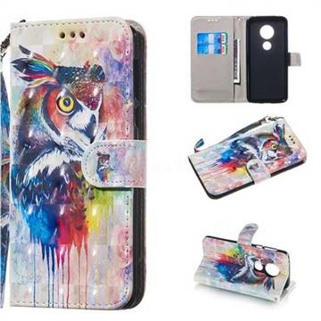 Watercolor Owl 3D Painted Leather Wallet Phone Case for Motorola Moto E5