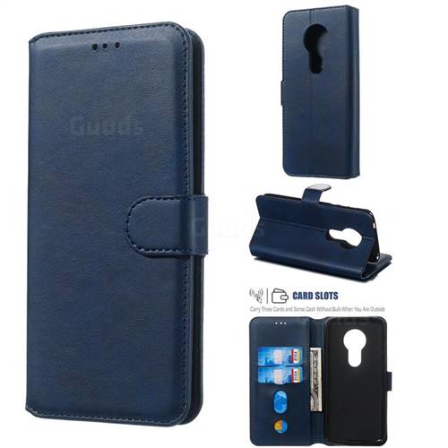 Retro Calf Matte Leather Wallet Phone Case for Motorola Moto E5 - Blue