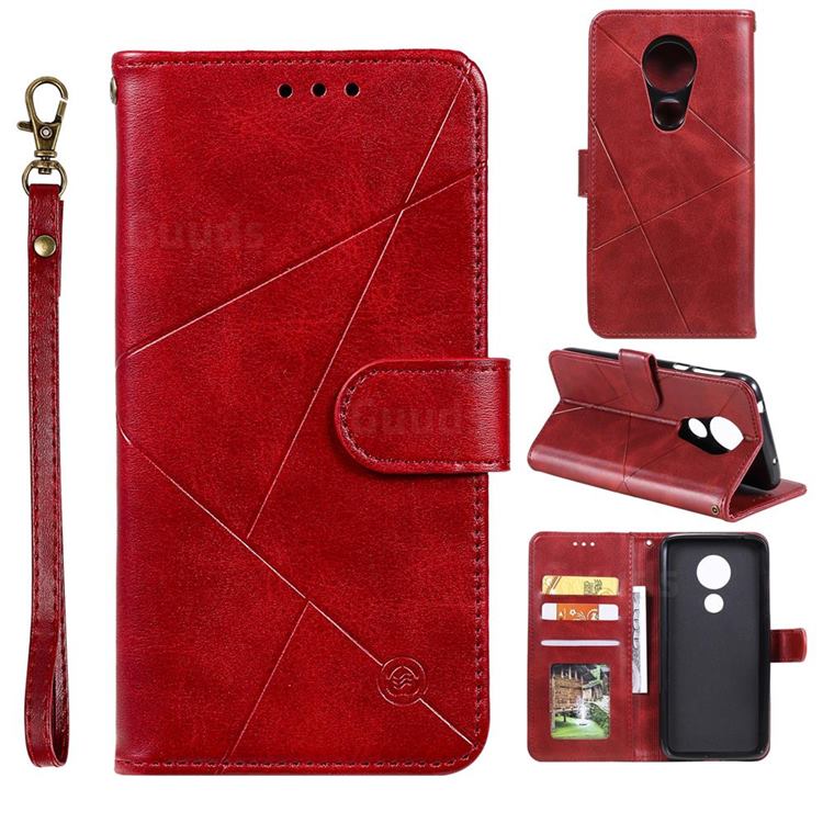 Embossing Geometric Leather Wallet Case for Motorola Moto E5 - Red