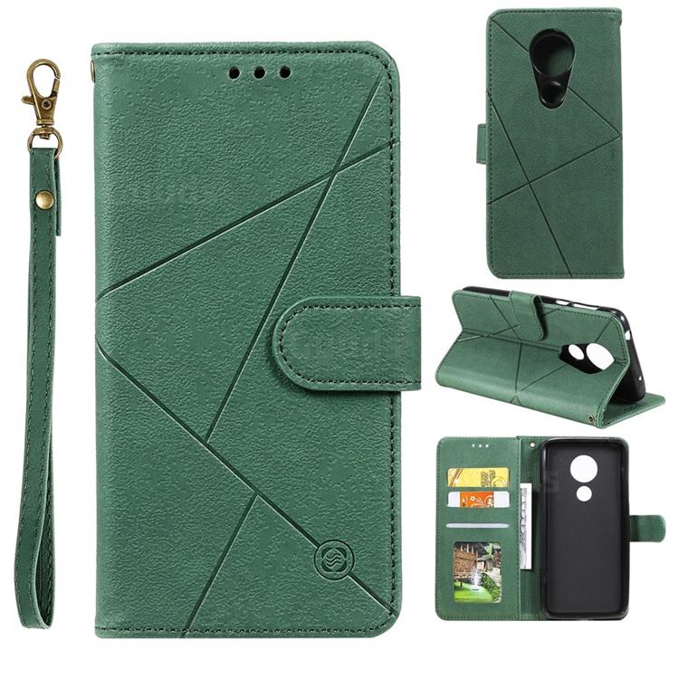 Embossing Geometric Leather Wallet Case for Motorola Moto E5 - Green