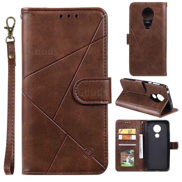 Embossing Geometric Leather Wallet Case for Motorola Moto E5 - Brown