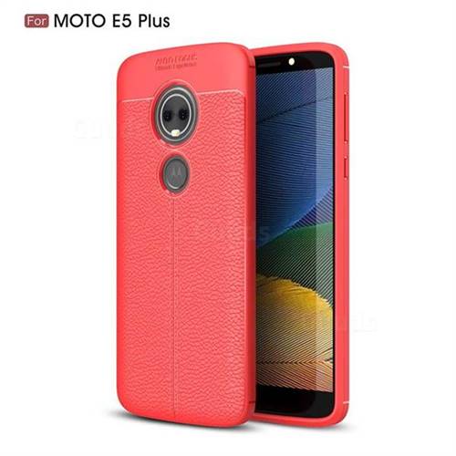 Luxury Auto Focus Litchi Texture Silicone TPU Back Cover for Motorola Moto E5 Plus - Red
