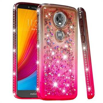 Diamond Frame Liquid Glitter Quicksand Sequins Phone Case for Motorola Moto E5 Plus - Gray Pink