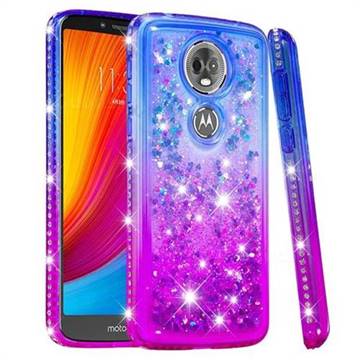 Diamond Frame Liquid Glitter Quicksand Sequins Phone Case for Motorola Moto E5 Plus - Blue Purple