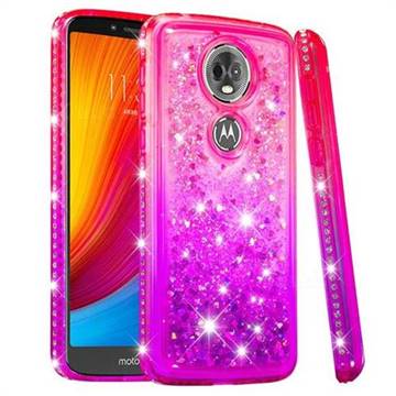 Diamond Frame Liquid Glitter Quicksand Sequins Phone Case for Motorola Moto E5 Plus - Pink Purple