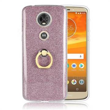 Luxury Soft TPU Glitter Back Ring Cover with 360 Rotate Finger Holder Buckle for Motorola Moto E5 Plus - Pink
