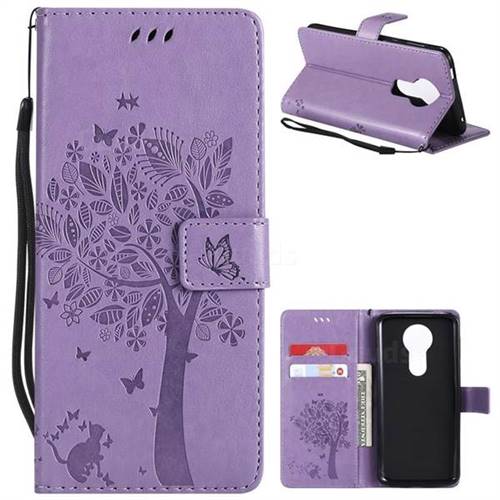 Embossing Butterfly Tree Leather Wallet Case for Motorola Moto E5 Plus - Violet