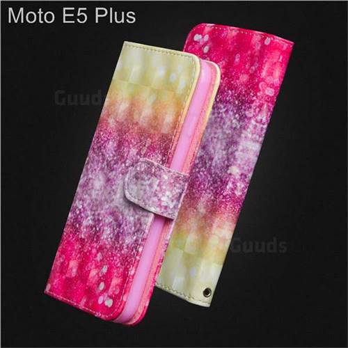 Gradient Rainbow 3D Painted Leather Wallet Case for Motorola Moto E5 Plus
