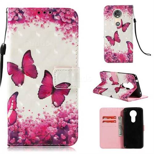 Rose Butterfly 3D Painted Leather Wallet Case for Motorola Moto E5 Plus
